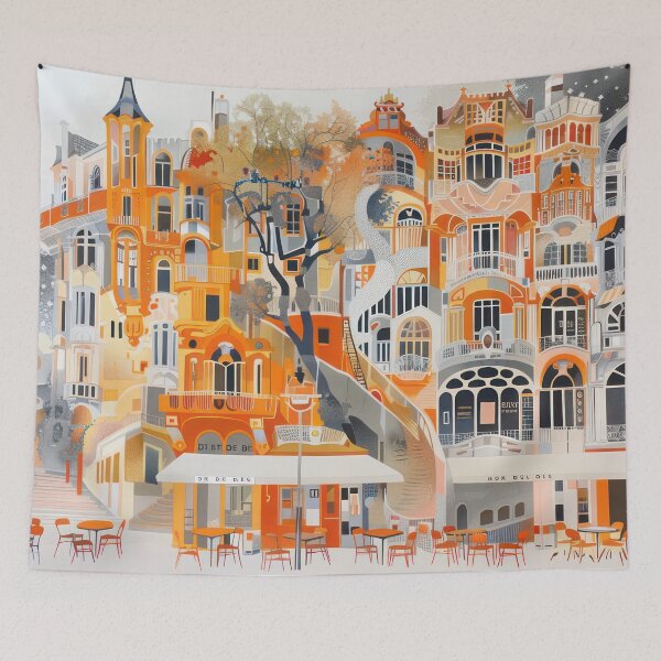 Item preview, Orange Boulevard in the Old Quarter designed and sold by NeoNebulaArt.