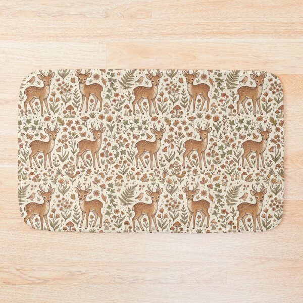 Item preview, Cute Deer Pattern – Whimsical Woodland Deer with Flowers & Leaves designed and sold by Ink Matrix.