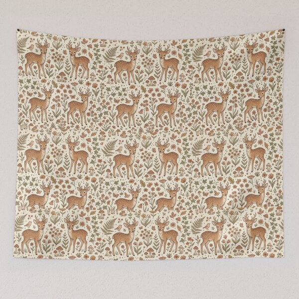 Item preview, Cute Deer Pattern – Whimsical Woodland Deer with Flowers & Leaves designed and sold by Ink Matrix.