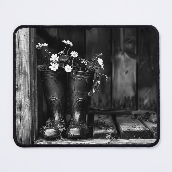 Item preview, Rain Boots with Wildflowers Rustic Country Garden Still Life Art Design designed and sold by inkoutninja.