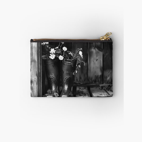 Item preview, Rain Boots with Wildflowers Rustic Country Garden Still Life Art Design designed and sold by inkoutninja.