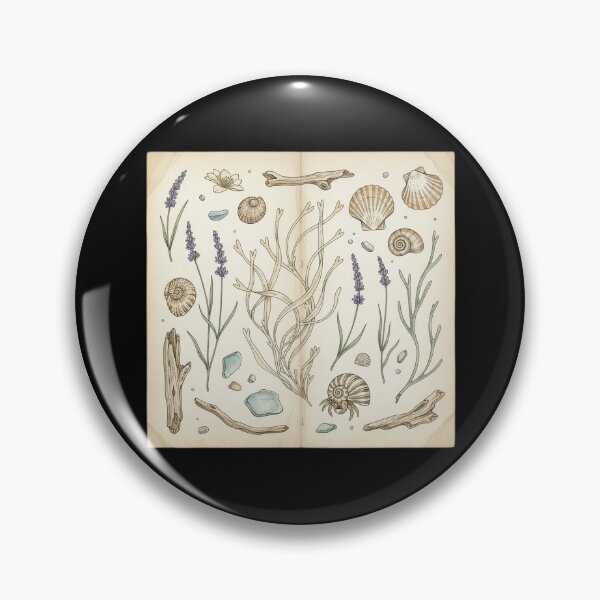 Item preview, Vintage Coastal Beachcomber Journal Seashell Lavender Sea Glass Sticker Sheet designed and sold by FestivityFinds.