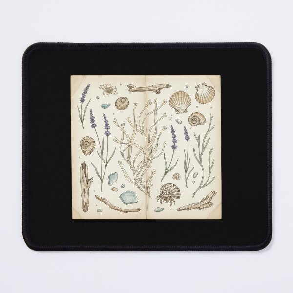 Item preview, Vintage Coastal Beachcomber Journal Seashell Lavender Sea Glass Sticker Sheet designed and sold by FestivityFinds.