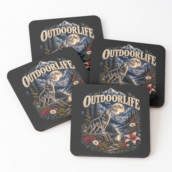 Item preview, Outdoor Life Wolf Under the Moon – Vintage Wilderness Nature Design designed and sold by Alpine-Ink.