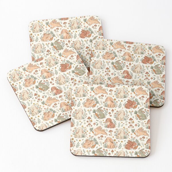 Item preview, Cute Rabbit Pattern – Adorable Bunnies with Flowers, Leaves & Whimsical Details designed and sold by Ink Matrix.
