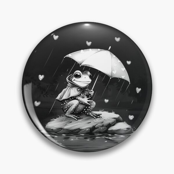 Item preview, Cute Frog Under Heart Umbrella Romantic Rainy Day Art Design designed and sold by inkoutninja.