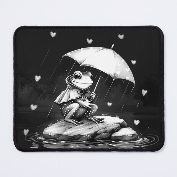 Item preview, Cute Frog Under Heart Umbrella Romantic Rainy Day Art Design designed and sold by inkoutninja.