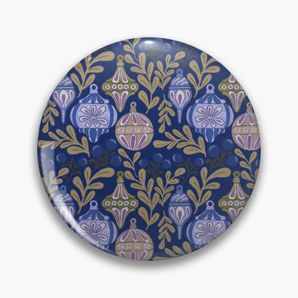 Item preview, Deep Navy Vintage Christmas Ornaments Moody Folk Pattern designed and sold by DColourMuse.