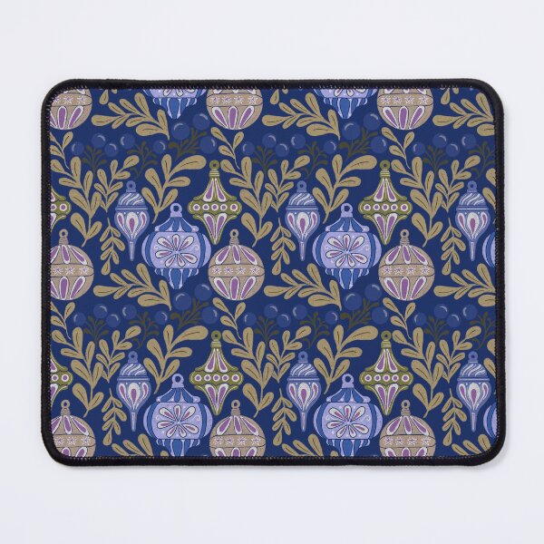 Item preview, Deep Navy Vintage Christmas Ornaments Moody Folk Pattern designed and sold by DColourMuse.