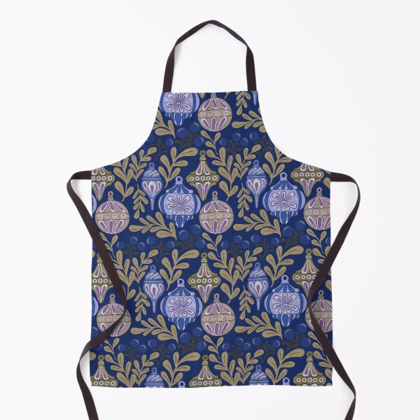Item preview, Deep Navy Vintage Christmas Ornaments Moody Folk Pattern designed and sold by DColourMuse.