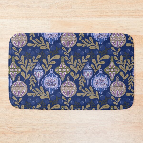 Item preview, Deep Navy Vintage Christmas Ornaments Moody Folk Pattern designed and sold by DColourMuse.