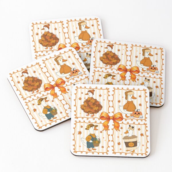 Item preview, Cozy Fall Goose Autumn Pumpkin Coffee Collage designed and sold by varin-studio.