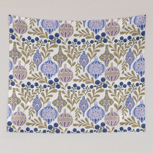 Item preview, Cream Gold Vintage Christmas Ornaments Elegant Folk Pattern designed and sold by DColourMuse.