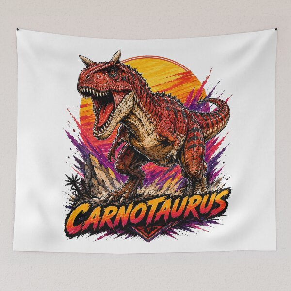 Item preview, Carnotaurus Retro Synthwave Neon Predator designed and sold by JonelleTshirts.