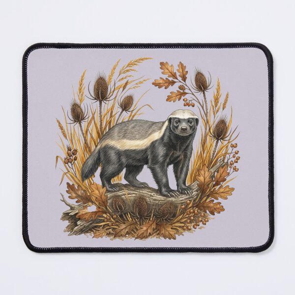 Item preview, Honey Badger Surrounded by Autumn Foliage Wildlife Art designed and sold by BirdsnStuff.