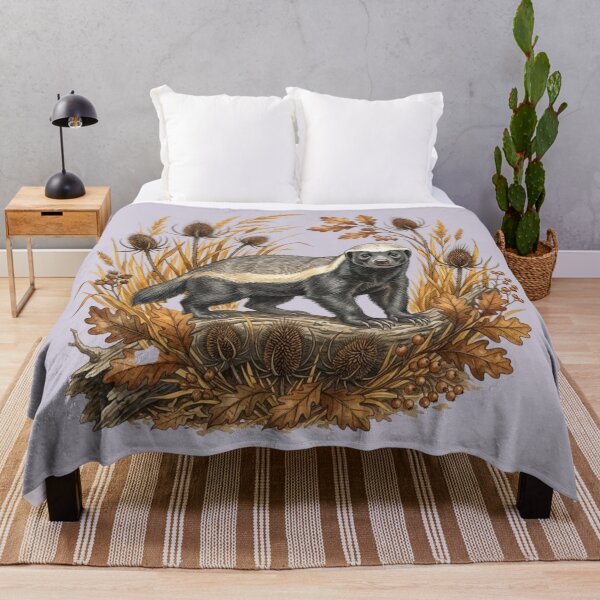Item preview, Honey Badger Surrounded by Autumn Foliage Wildlife Art designed and sold by BirdsnStuff.