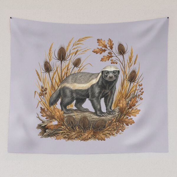 Item preview, Honey Badger Surrounded by Autumn Foliage Wildlife Art designed and sold by BirdsnStuff.