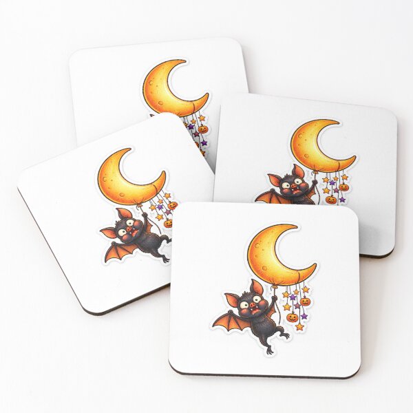 Item preview, Halloween Bat with Pumpkin Moon Balloon | Cute Spooky Night designed and sold by MrDev.