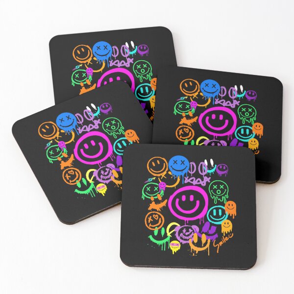 Item preview, Neon Melting Smiley Faces Grunge Y2K Dripping Street Art designed and sold by Vermanartist.