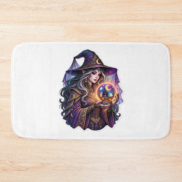 Item preview, Mystical Halloween Witch with Crystal Ball | Gothic Witch, Haunted Castle & Spooky Moon designed and sold by MrDev.