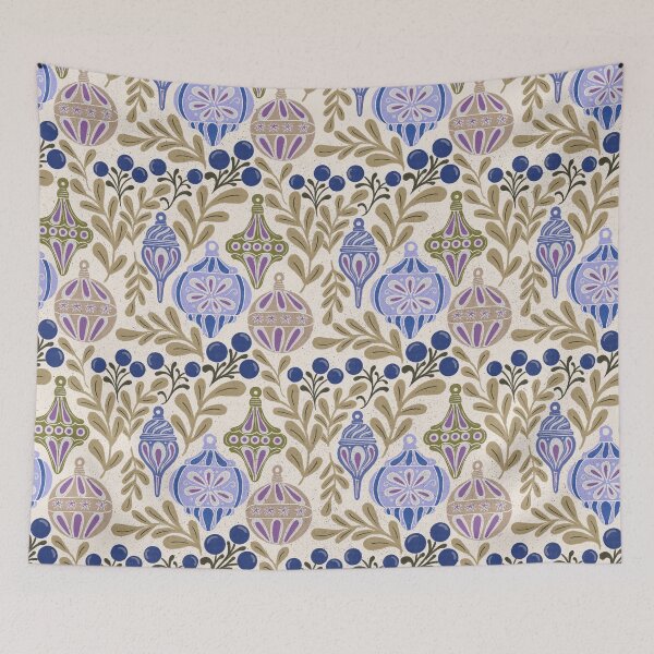 Item preview, Cream Gold Vintage Christmas Ornaments Elegant Folk Pattern designed and sold by DColourMuse.