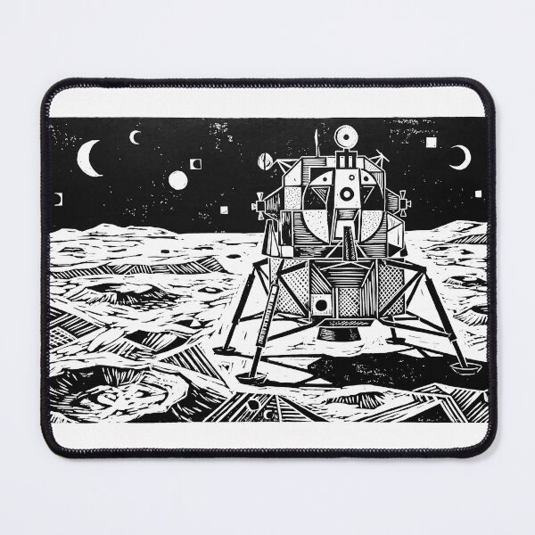 Item preview, Apollo Lunar Lander Moon Landing Woodcut Linocut Art designed and sold by KiwiRider.