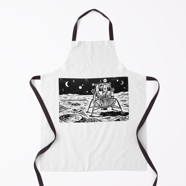Item preview, Apollo Lunar Lander Moon Landing Woodcut Linocut Art designed and sold by KiwiRider.