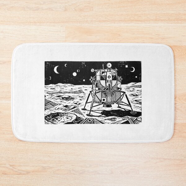 Item preview, Apollo Lunar Lander Moon Landing Woodcut Linocut Art designed and sold by KiwiRider.