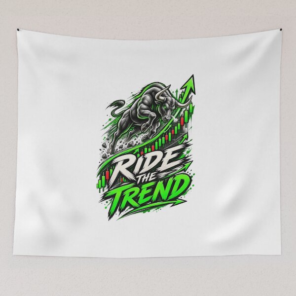 Aperçu de l'œuvre Ride The Trend Bull Market Trading Design créée et vendue par NovaMoodCo.