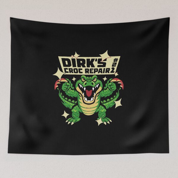 Item preview, Dirk's Croc Repair Poster designed and sold by Matinez Pink.