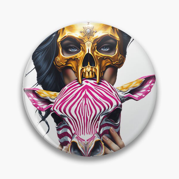 Item preview, Gold Skull Women Head Pink Zebra Pop Art Design | ⭐⭐⭐⭐⭐ designed and sold by Beautyinme.