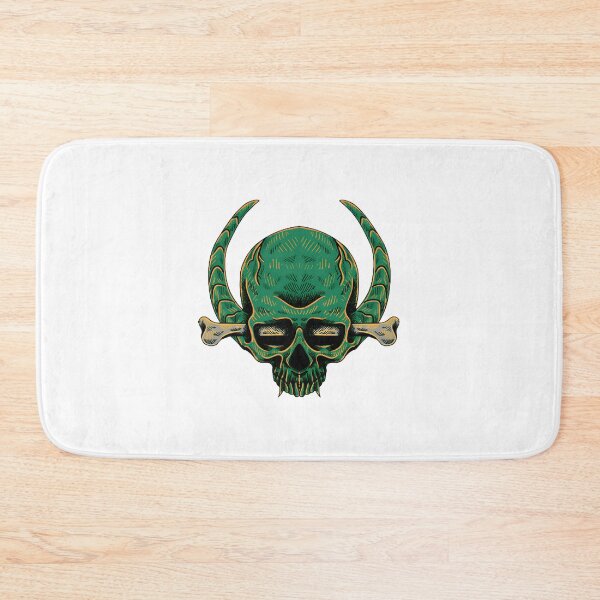 Item preview, Green Horned Skull With Crossbones – Dark Fantasy Art Sticker, T‑Shirt & Print | Limited Edition designed and sold by ravrules24.