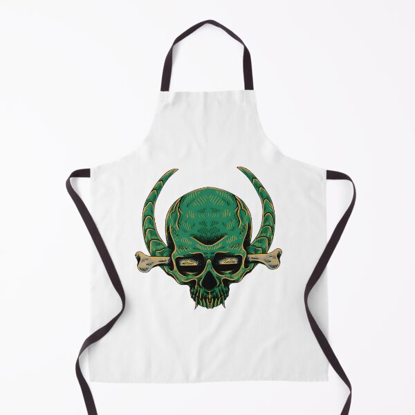 Item preview, Green Horned Skull With Crossbones – Dark Fantasy Art Sticker, T‑Shirt & Print | Limited Edition designed and sold by ravrules24.