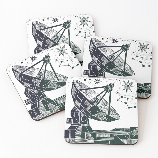 Item preview, Radio Telescope Space Observatory Woodcut Linocut Art designed and sold by KiwiRider.