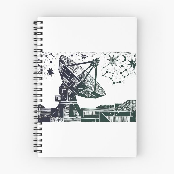 Item preview, Radio Telescope Space Observatory Woodcut Linocut Art designed and sold by KiwiRider.