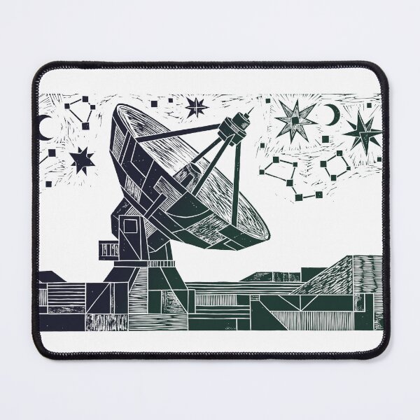 Item preview, Radio Telescope Space Observatory Woodcut Linocut Art designed and sold by KiwiRider.