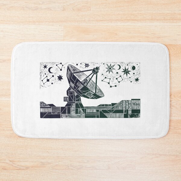 Item preview, Radio Telescope Space Observatory Woodcut Linocut Art designed and sold by KiwiRider.