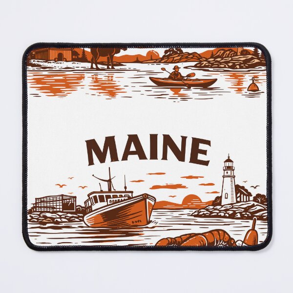 Item preview, Maine Down East Lobster & Lighthouses Poster designed and sold by Matinez Pink.