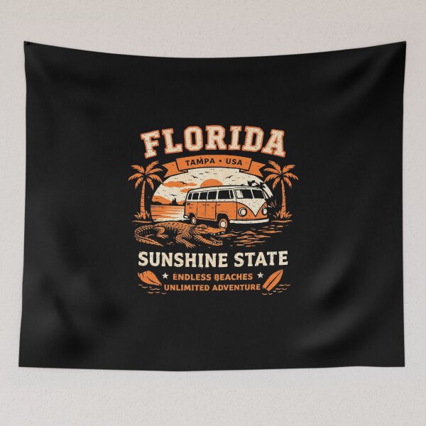 Item preview, Florida Sunshine State Camper & Alligator Poster designed and sold by Matinez Pink.