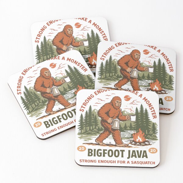 Item preview, Bigfoot Java Sasquatch Campfire Coffee Poster designed and sold by Matinez Pink.