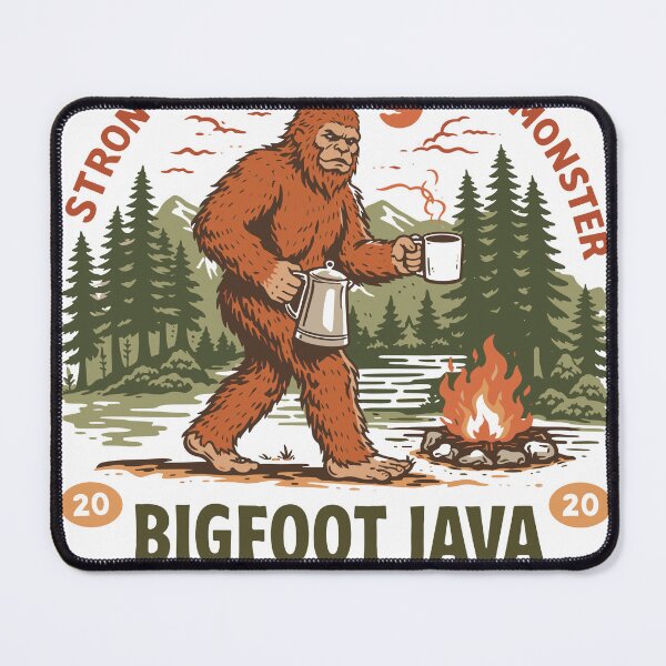 Item preview, Bigfoot Java Sasquatch Campfire Coffee Poster designed and sold by Matinez Pink.