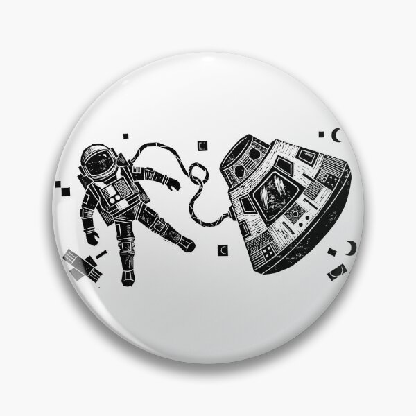Item preview, Astronaut Spacewalk Space Capsule Woodcut Linocut Art designed and sold by KiwiRider.