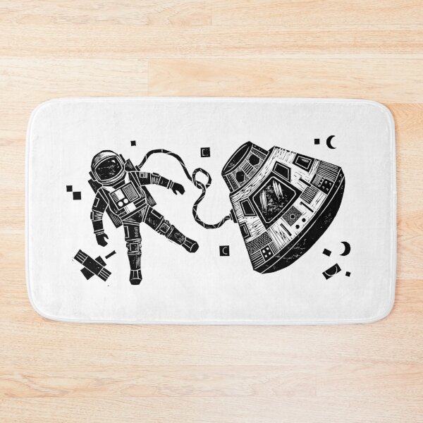 Item preview, Astronaut Spacewalk Space Capsule Woodcut Linocut Art designed and sold by KiwiRider.
