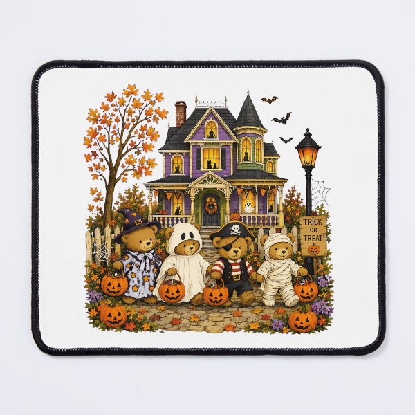 Item preview, Cute Halloween Teddy Bears Trick Or Treat House Scene designed and sold by MichaelMo52883.