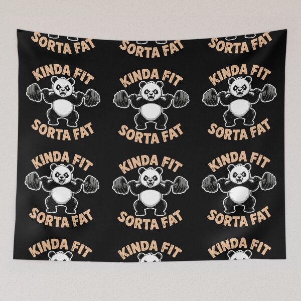 Item preview, Kinda Fit Sorta Fat Funny Panda Weightlifting Gym  designed and sold by Zizo-DR44.