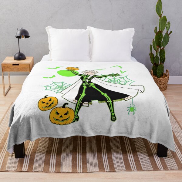Item preview, Spooky Skeleton Ice Queen Halloween Pumpkin Webs Art designed and sold by MichaelMo52883.