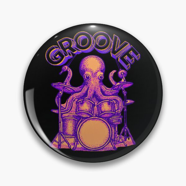 Item preview, Retro Octopus Drummer Groove Music Art designed and sold by SilverSeaBKK.