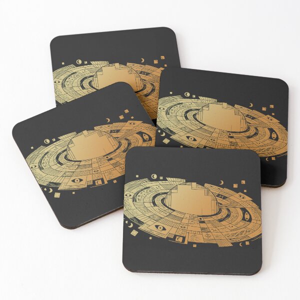 Item preview, Saturn Planet Gold Celestial Woodcut Linocut Art designed and sold by KiwiRider.