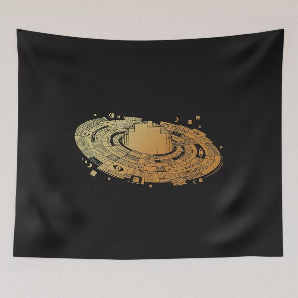 Item preview, Saturn Planet Gold Celestial Woodcut Linocut Art designed and sold by KiwiRider.