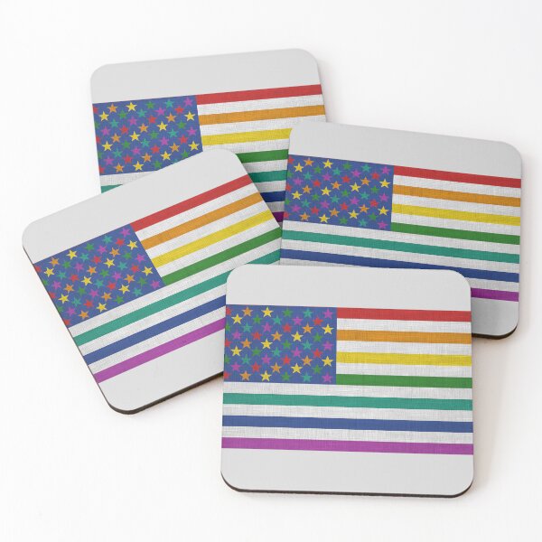 Item preview, Linen Rainbow Pride American Flag designed and sold by TackyTime.